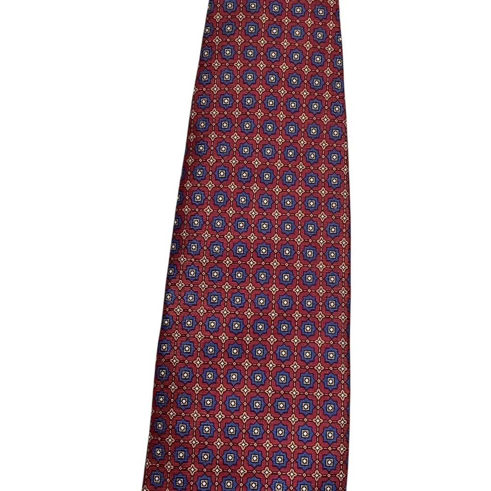 Christian Dior Monsieur Red and Blue Geometric Tie